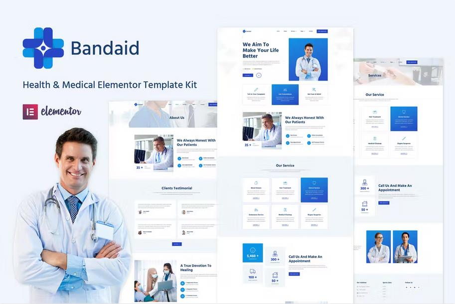 BANDAID – HEALTH & MEDICAL ELEMENTOR TEMPLATE KIT